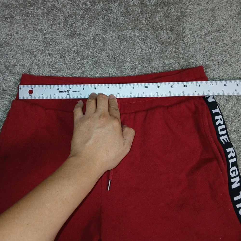 True Religion Mens Jogger Sweat Shorts Red Size Extra Small